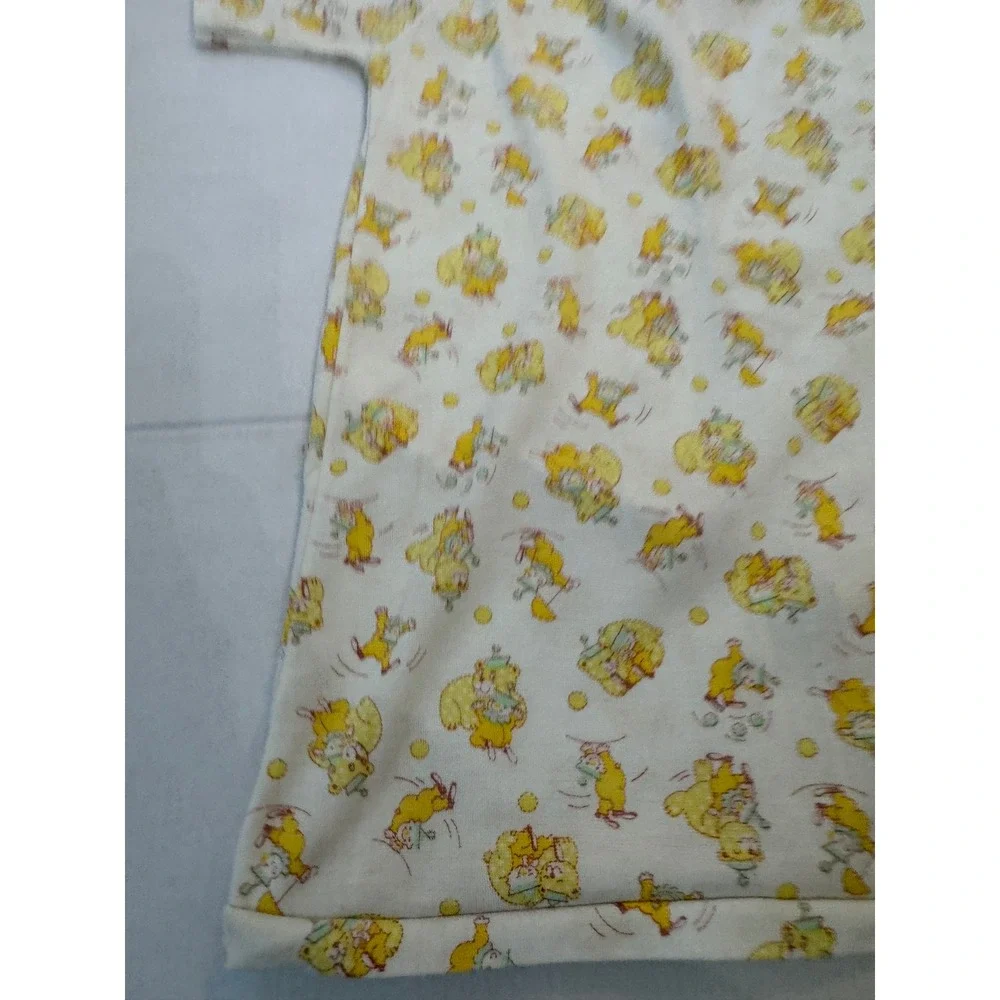 Vintage Carters Baby Gown Layette Yellow animal Print Short Sleeve USA